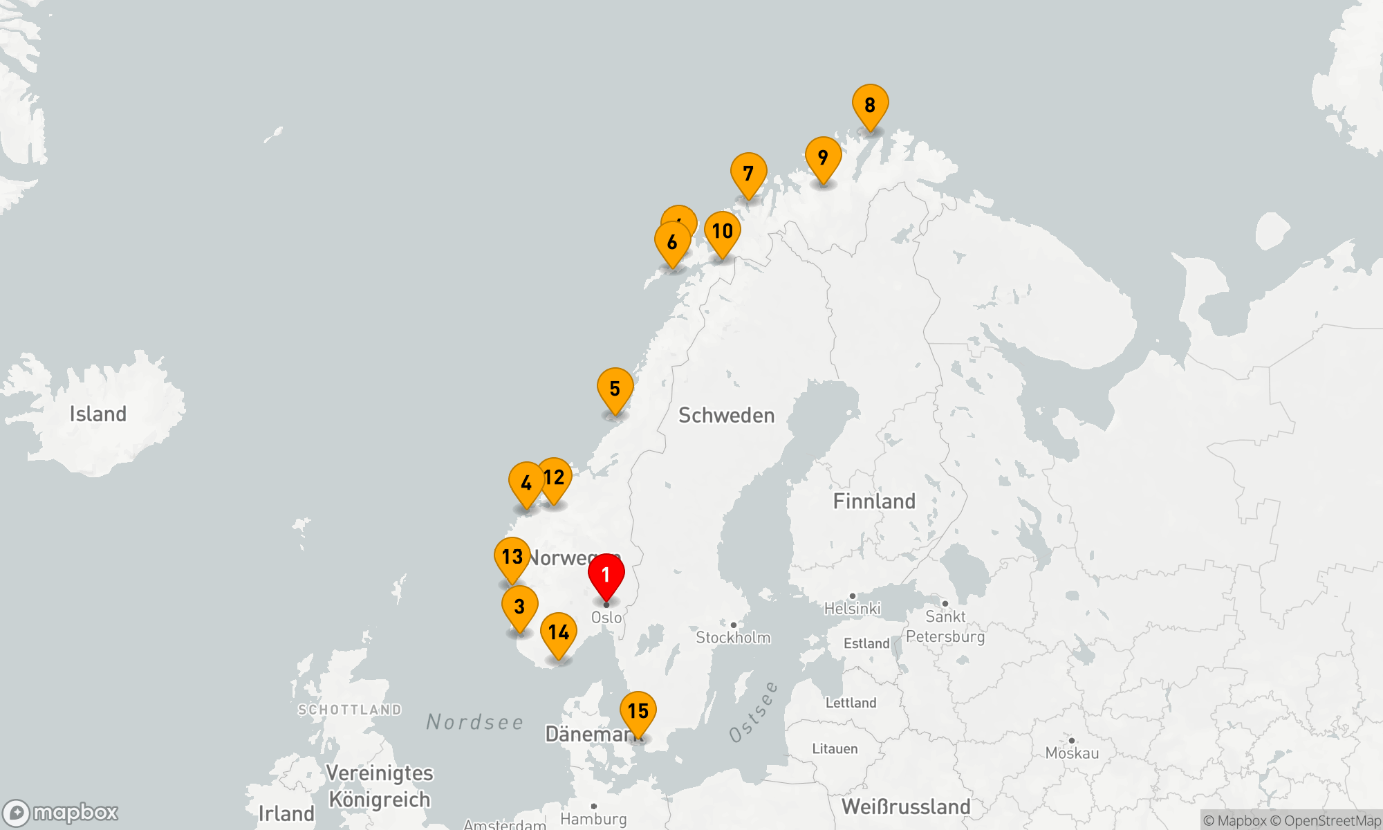 Route 14 Nächte - Die Nordkap-Linie ab Oslo - Weihnachtsreise