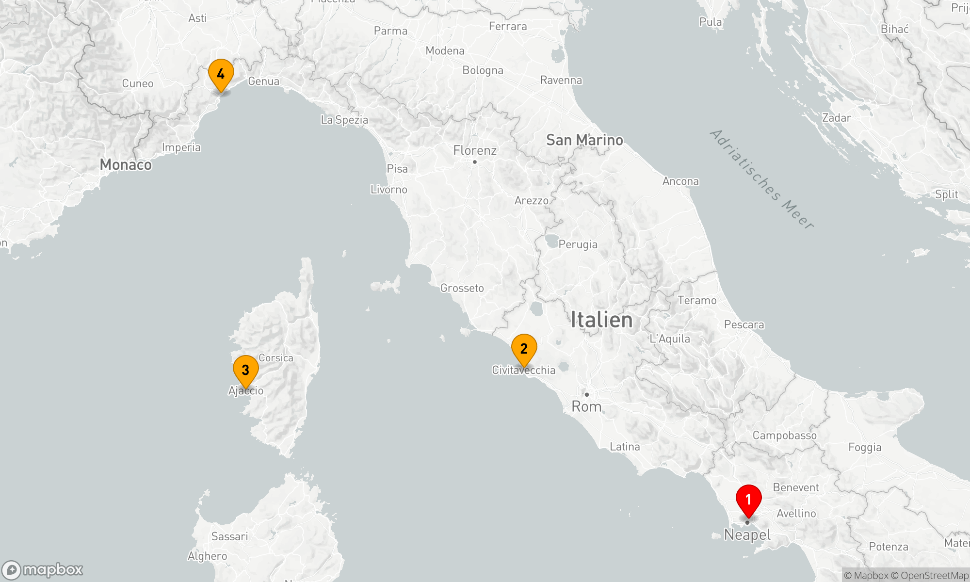 Route 3 Nächte - Mittelmeerimpressionen: Von der Küste Italiens nach Korsika