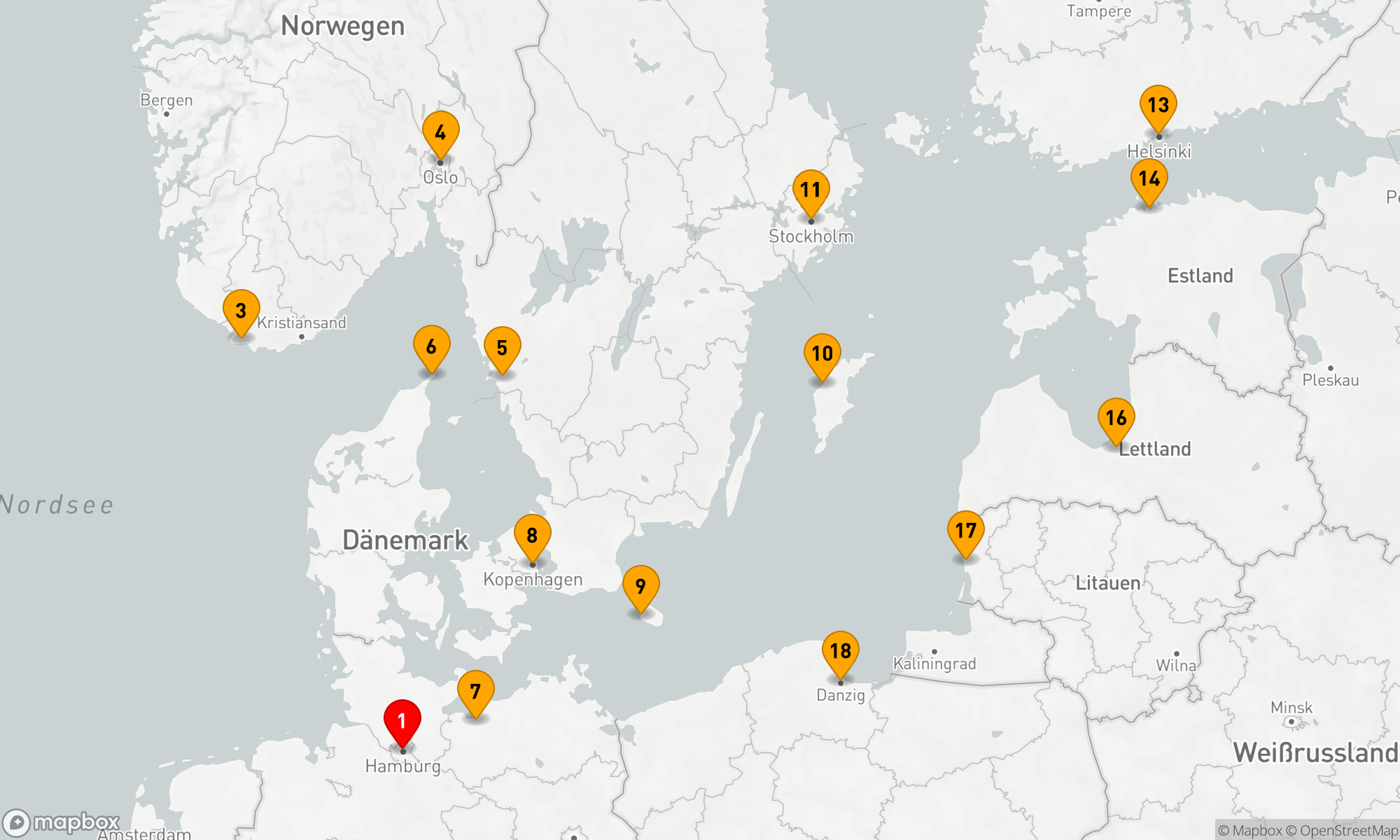Route 19 Nächte - HÄFEN IN NORWEGEN,  SKANDINAVIEN & DER OSTSEE