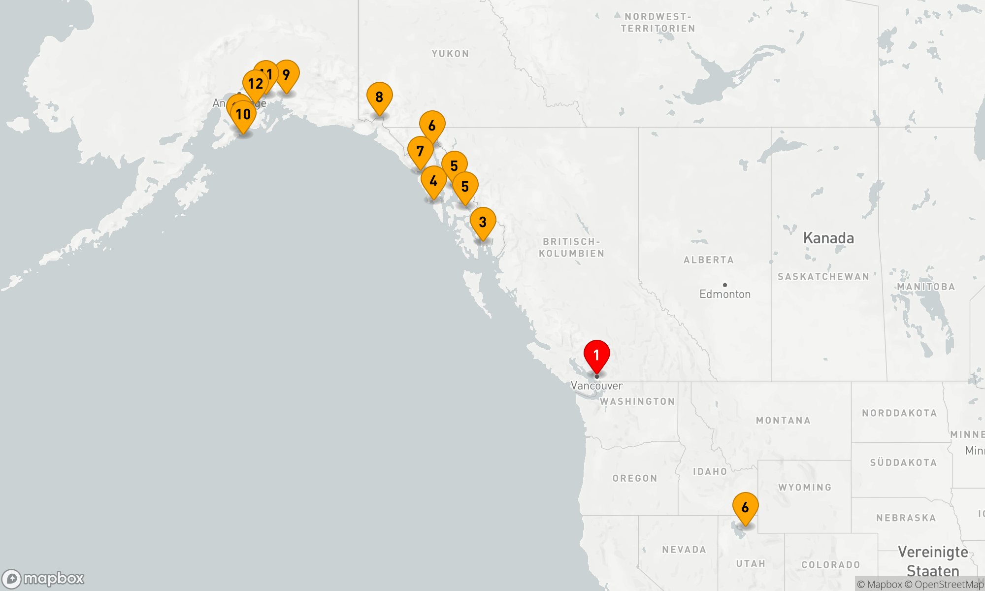 Route 11 Nächte - VERBORGENE ALASKISCHE FJORDE & SOMMERSONNENWENDE