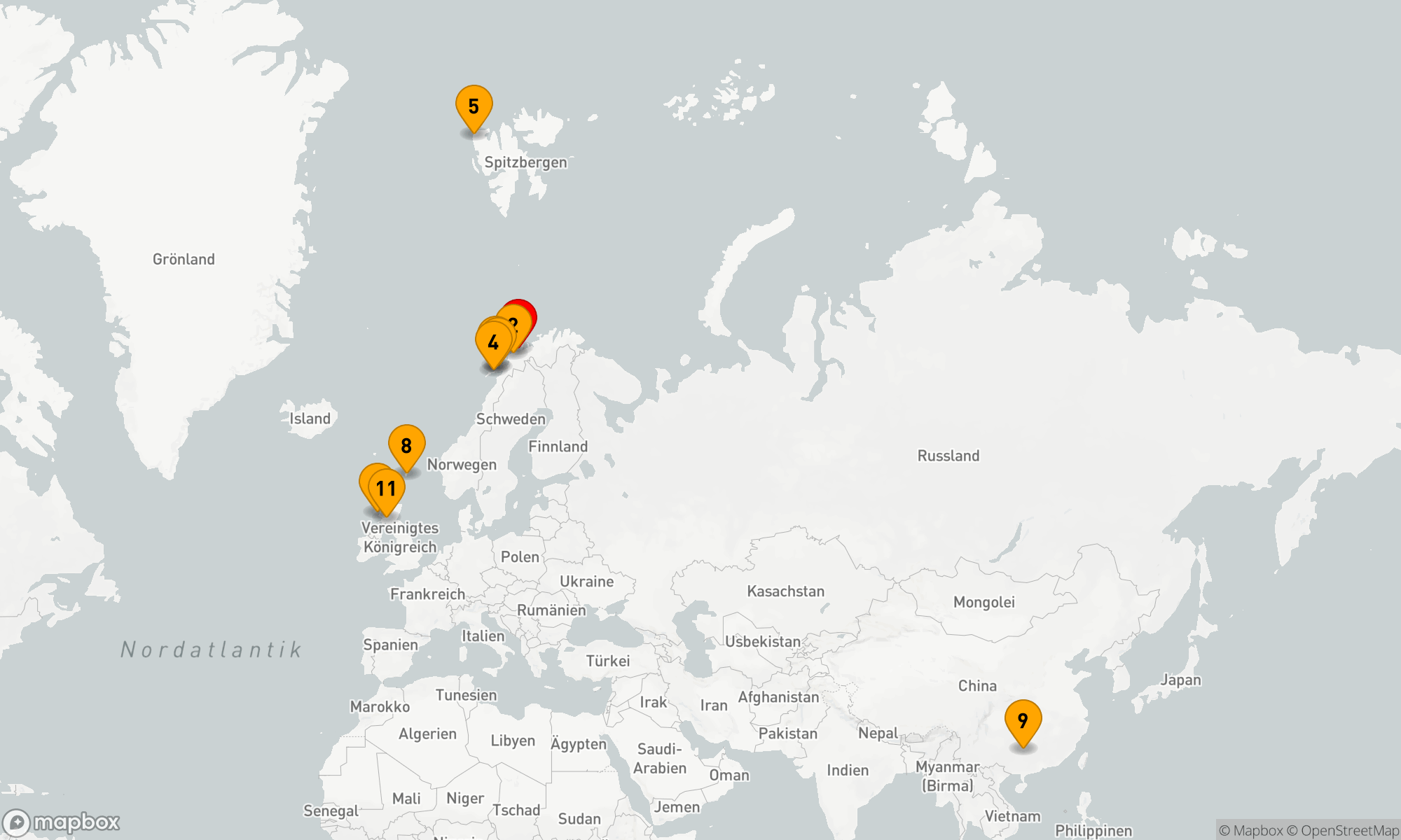 Route 10 Nächte - Von Tromsø nach Glasgow (Greenock)